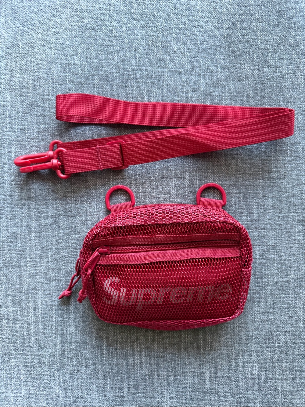 Supreme Red Mesh Crossbody Bag with Adjustable Strap